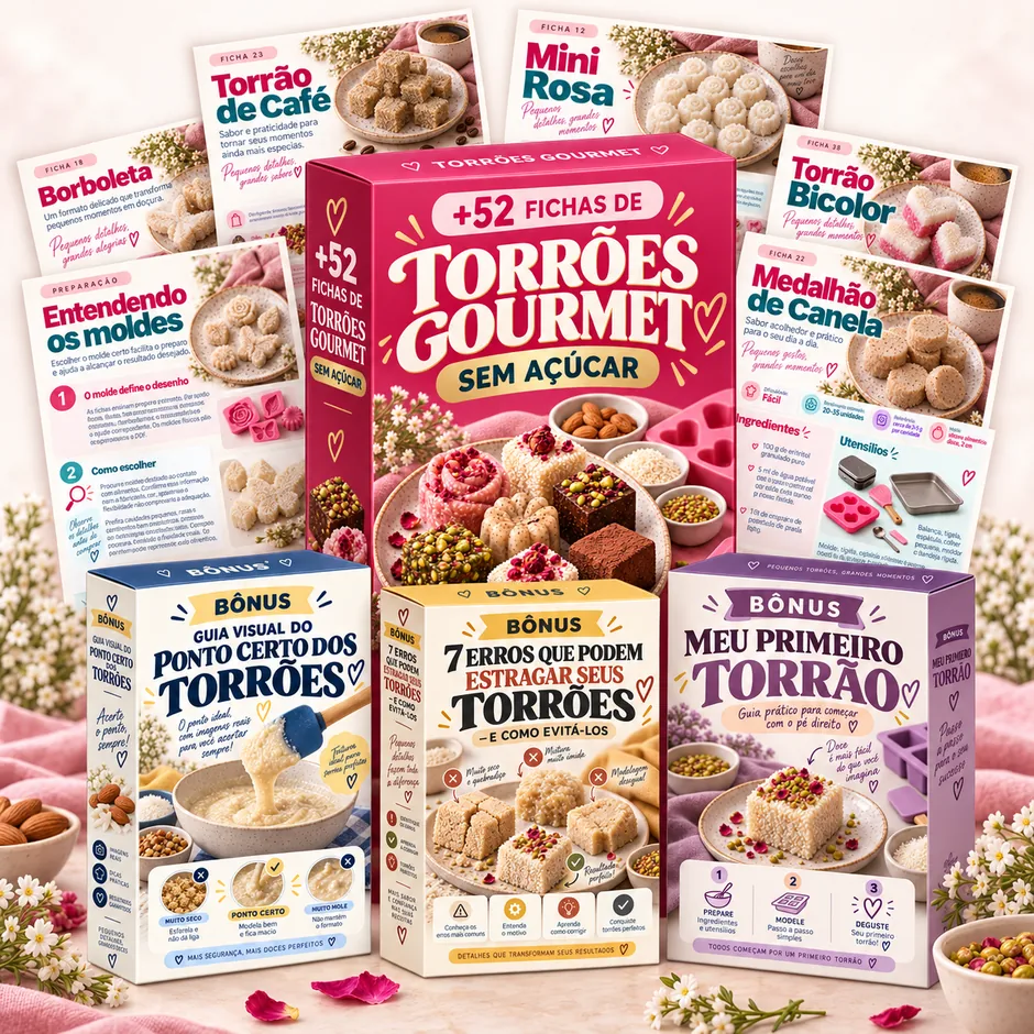 Torrões Gourmet Sem Açúcar, seis amostras e os três bônus